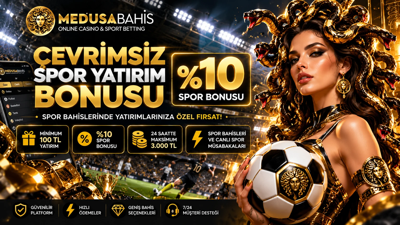 MedusaBahis çevrimsiz spor yatırım bonusu %10 kampanya görseli