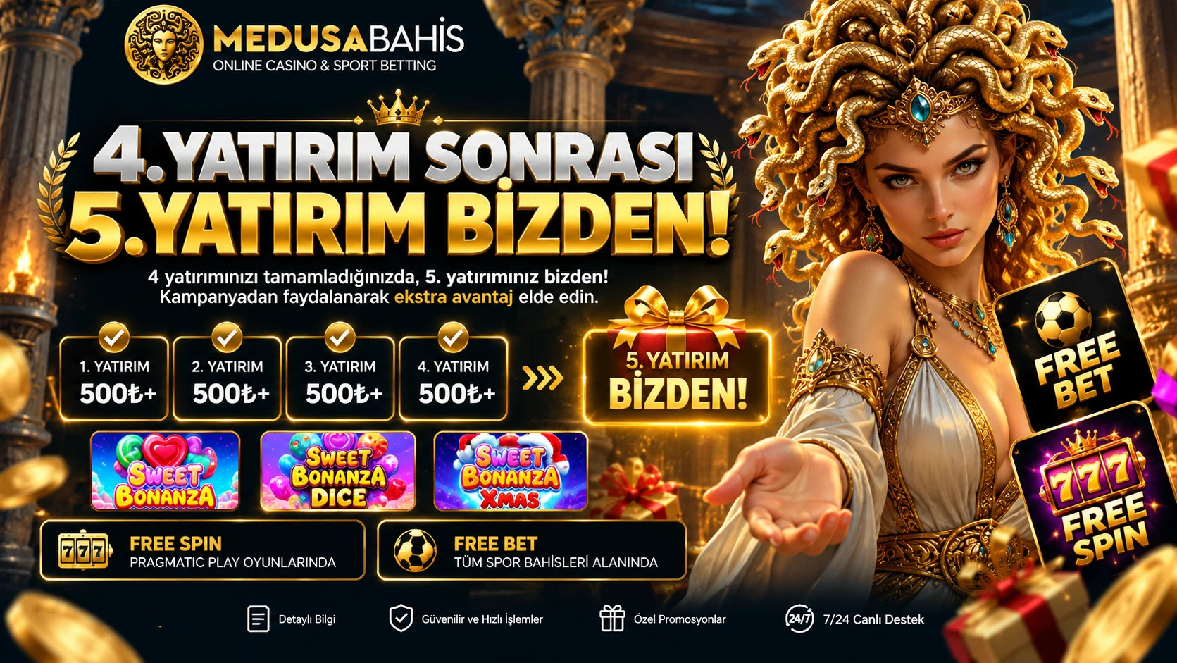 MedusaBahis 4. yatırım sonrası 5. yatırım bizden kampanya görseli